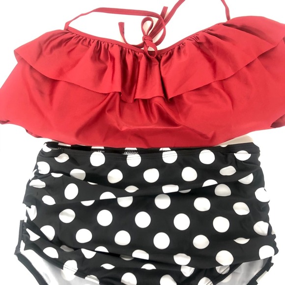 High Waisted Ruffle Polka Dot Bikini - Picture 3 of 8